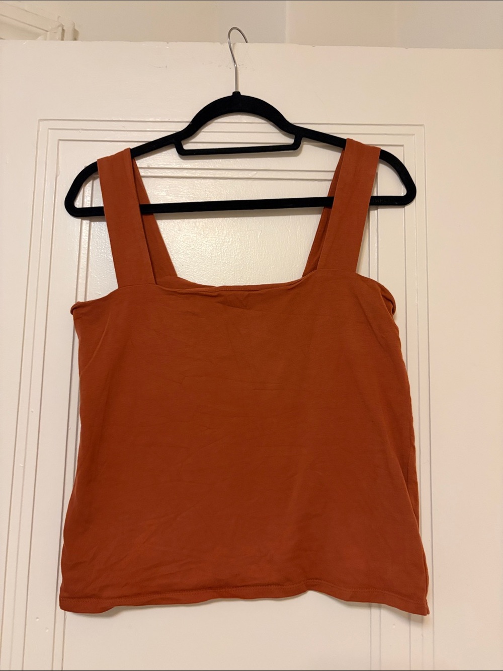 LOFT Wide-Strap Square Neck Crop Top in Rust